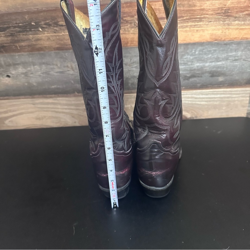 VTG Tony Lama Western Cowboy Boots 2996‎ Elegant Boot Red Burgundy Men’s 8.5 EE - Picture 4 of 14